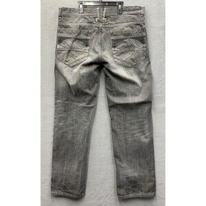 Parish E 506 Mens Denim Jeans Black Distressed Button Fly 100% Cotton Size 38X32